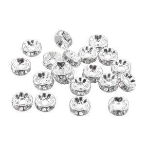 PC2 Przekładki srebrne dyski z cyrkoniami 8mm kółko cyrkonie crystal 20szt