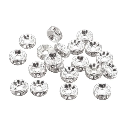 PC2 Przekładki srebrne dyski z cyrkoniami 8mm kółko cyrkonie crystal 20szt