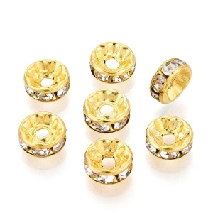 PC3 Przekładki złote dyski z cyrkoniami 8mm kółko cyrkonie crystal 20szt