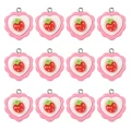 ZAW496 Zawieszki akrylowe z żywicy serce truskawka KAWAII 25mm 2szt