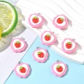ZAW496 Zawieszki akrylowe z żywicy serce truskawka KAWAII 25mm 2szt