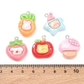 ZAW497 Zawieszki z żywicy warzywa owocki zwierzątka kawaii jelly cat 5szt