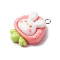 ZAW506 Zawieszka z żywicy królik króliczek truskawka bunny kawaii 2szt