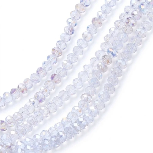 KSZ157 Koraliki szklane RONDELLE fasetowane 4mm opalizujące AB sznur 100szt