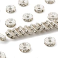 PC9 Przekładki koraliki srebrne dyski z cyrkoniami 8mm kółko cyrkonie crystal 20szt