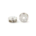 PC9 Przekładki koraliki srebrne dyski z cyrkoniami 8mm kółko cyrkonie crystal 20szt