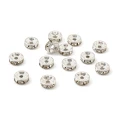 PC9 Przekładki koraliki srebrne dyski z cyrkoniami 8mm kółko cyrkonie crystal 20szt