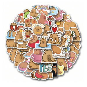 W22 Naklejki STICKER BOMB WLEPY wlepki KAPIBARA na laptop samochód 50szt