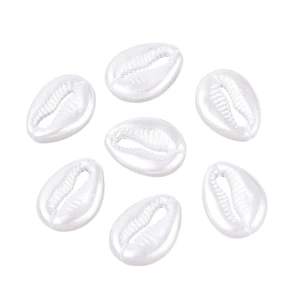 PER50 Koraliki perłowe MUSZLA muszelki kauri białe 18mm 10szt