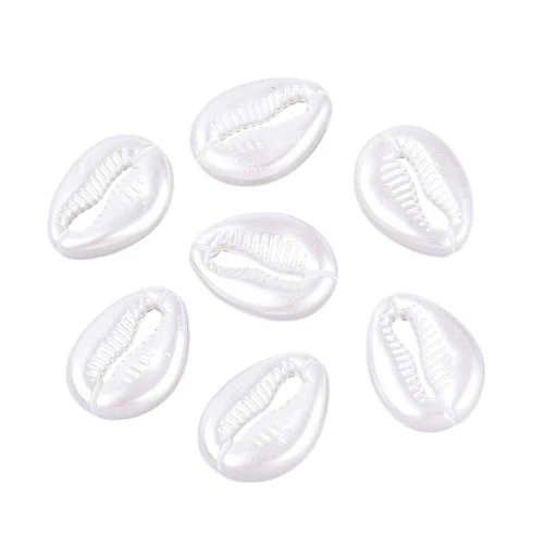 PER50 Koraliki perłowe MUSZLA muszelki kauri białe 18mm 10szt