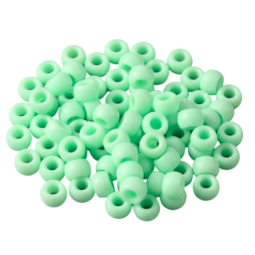 KOP177 Koraliki oponki 9mm kandi pony bead jasnozielone 20szt