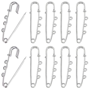 BRO18 Agrafki agrafka ozdobna baza broszki 3 oczka 50mm stal szlachetna 2szt