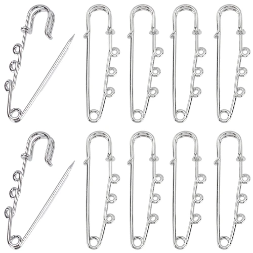 BRO18 Agrafki agrafka ozdobna baza broszki 3 oczka 50mm stal szlachetna 2szt