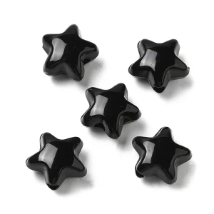 KOK303 Koraliki akrylowe GWIAZDKI gwiazdy czarne wypukłe 11mm 20szt