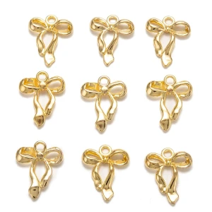 ZAW516 Zawieszki charm metalowe KOKARDKA kokarda do bransoletek 5szt złote