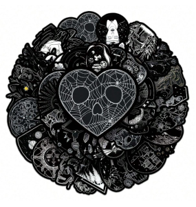 W30 Naklejki STICKER BOMB WLEPY wlepki CZARNE MROK GOTYK na laptop 50sztuk