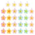 ZAW522 Zawieszki akrylowe KWIAT LEI kwiatki 20mm PLUMERIA hibiskus LOTOS 5szt