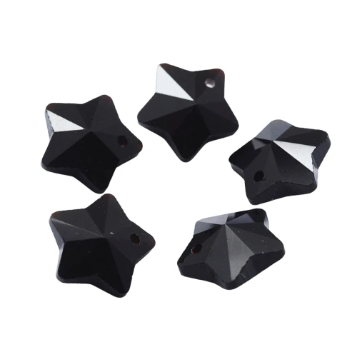KSZ166 Koraliki zawieszki szklane gwiazdy GWIAZDKI czarne kryształowe 13mm 10szt