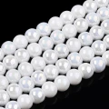 KSZ167 Koraliki kule kulki szklane opalizujące białe AB 4mm 90szt sznur