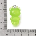 ZAW525 Zawieszka z żywicy fluo kot kotek glorp alien cat UFO zielony 27mm 1szt