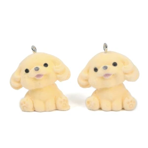 ZAW528 Zawieszka pies piesek puszysty futerko aksamit golden retriever 29mm 1szt