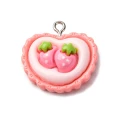 ZAW529 Zawieszki akrylowe z żywicy ciastko serce truskawka KAWAII 23mm 2szt