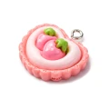 ZAW529 Zawieszki akrylowe z żywicy ciastko serce truskawka KAWAII 23mm 2szt