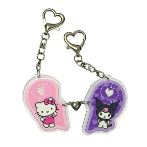BHM115 Zestaw Breloki breloczki akrylowe HM Kuromi & Hello Kitty serce BFF