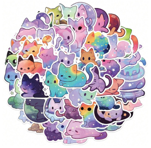 W32 Naklejki STICKER BOMB WLEPY wlepki RAINBOW KOT GWIAZDY na laptop 50 szt