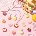 ZAW539 Zawieszki z żywicy owoce owocki guziki kawaii jelly cat 8szt