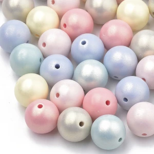 KOK309 Koraliki akrylowe kule kulki mix perłowe pastelowe 10mm 30szt