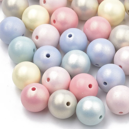 KOK309 Koraliki akrylowe kule kulki mix perłowe 10mm 30szt