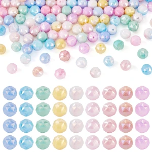 KSZ170 Koraliki szklane 7mm kule kulki fasetowane pastel opalizujące AB ombre 20szt
