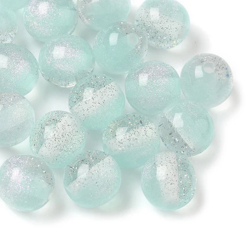 GAL15 Koraliki Galaxy mieniące AB gwiezdny pył jasny turkusowy ombre 9.5mm 10szt