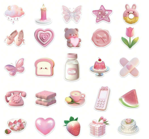 W34 Naklejki STICKER BOMB WLEPY wlepki KAWAII SŁODKIE fancy laptop 50sztuk