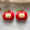 ZAW541 Zawieszki z żywicy jabłko jabłuszko kotek jelly cat 2szt