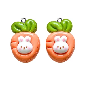 ZAW542 Zawieszki z żywicy marchewka warzywa królik króliczek jelly cat 2szt