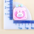 ZAW546 Zawieszki z żywicy torebka królik króliczek kokardka jelly cat 2szt
