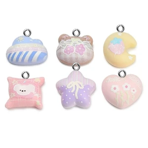 ZAW547 Zawieszki akrylowe nadruk pastelowe kawaii cute 6szt