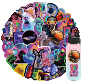 W36 Naklejki STICKER BOMB WLEPY wlepki CYBERPUNK NEON na laptop MIKS 50szt