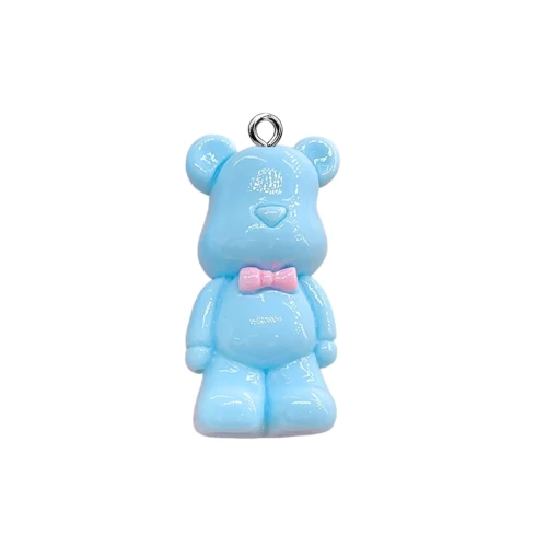 ZAW555 Zawieszka z żywicy akrylowej 1szt duża XL miś misiu TEDDY niebieski