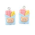 ZAW557 Zawieszki z żywicy torebka miś misiu pieczywo jelly cat 2szt