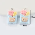 ZAW557 Zawieszki z żywicy torebka miś misiu pieczywo jelly cat 2szt