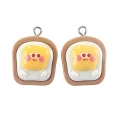 ZAW558 Zawieszki z żywicy tost jajko kawaii jajka jelly cat 2szt