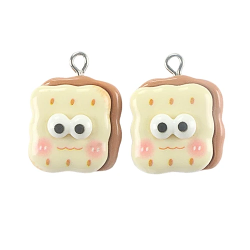 ZAW559 Zawieszki z żywicy tost ser oczka kawaii jelly cat 2szt