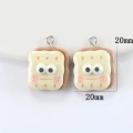 ZAW559 Zawieszki z żywicy tost ser oczka kawaii jelly cat 2szt