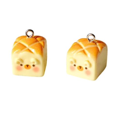 ZAW560 Zawieszki z żywicy tost ser kotek miś kawaii jelly cat 2szt