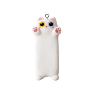 ZAW565 Zawieszka z żywicy XL długi kotek long baton jelly cat 1szt biały pink