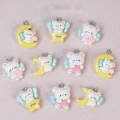 ZAW568 Zawieszki żywica zwierzątka księżyc chmurka jelly cat mix 3szt