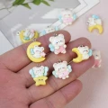 ZAW568 Zawieszki żywica zwierzątka księżyc chmurka jelly cat mix 3szt